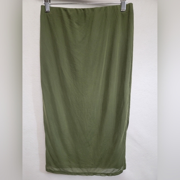 AFRM Olive Lined Midi Skirt Womens Size Small - Picture 2 of 8